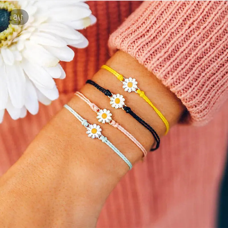 Waterproof Daisy Bracelet - Handmade Sunflower Beach Jewelry