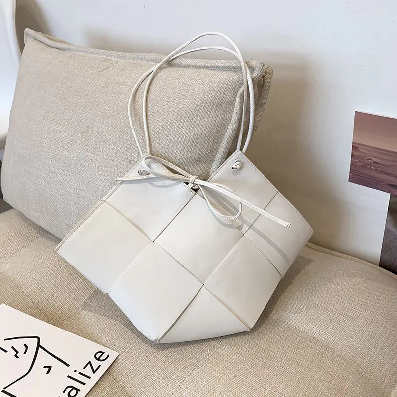 Trendy Luxury Genuine Woven Soft Leather Handbag