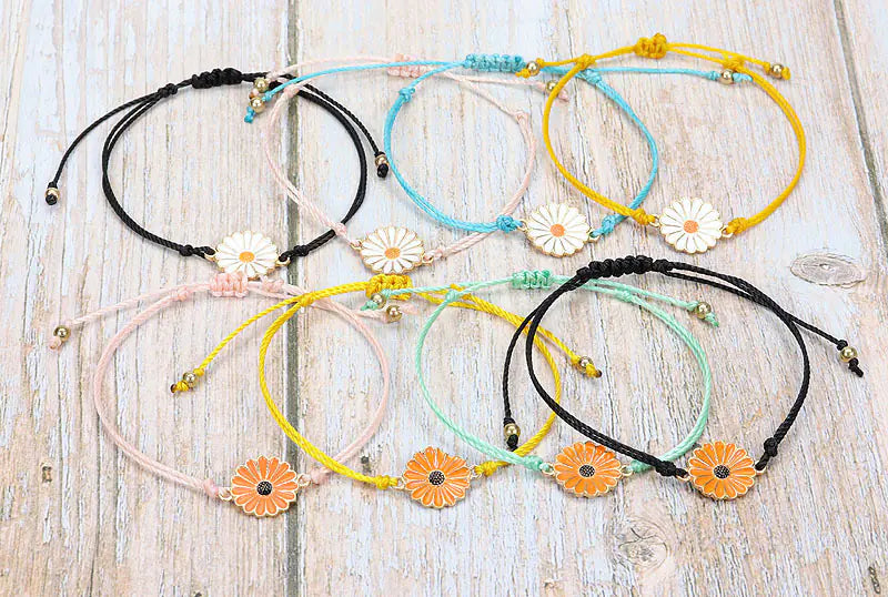Waterproof Daisy Bracelet - Handmade Sunflower Beach Jewelry