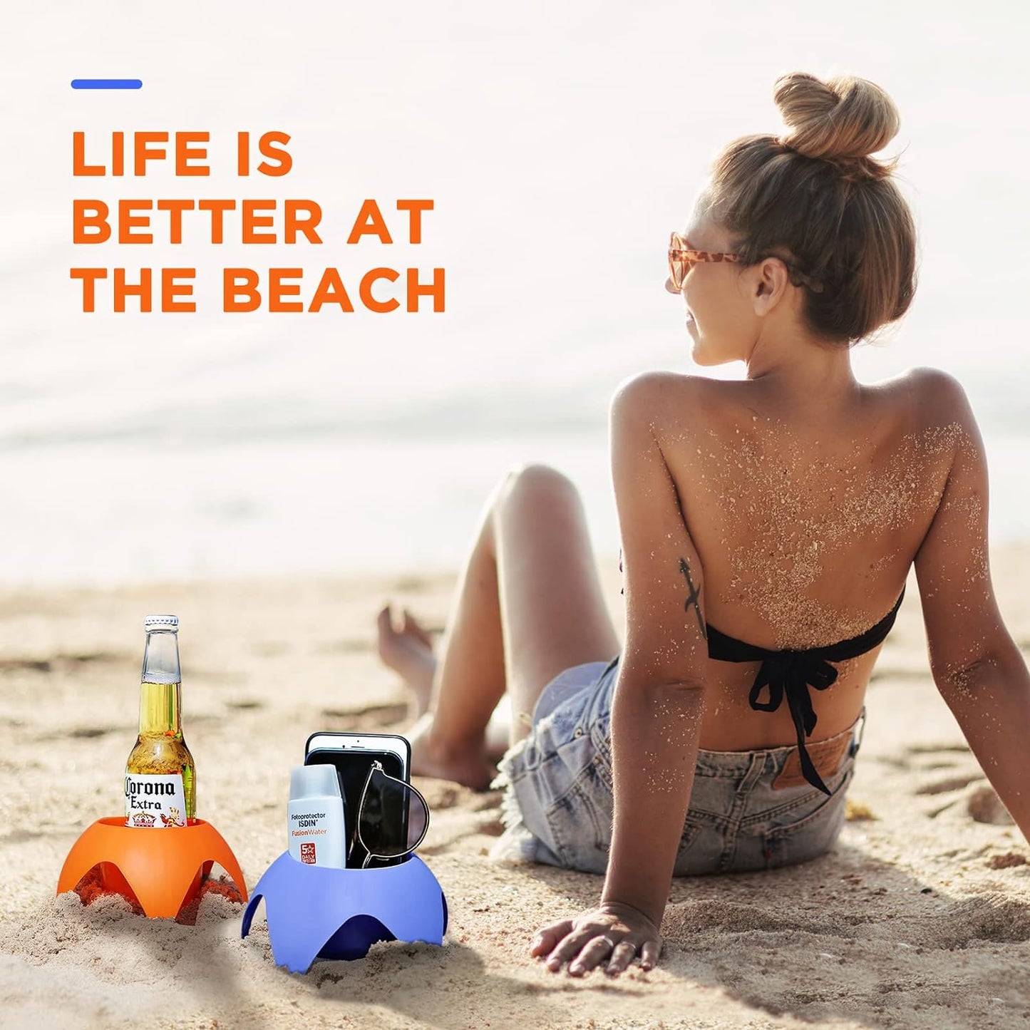 Beach Vacation Essentials - Sand Coasters Drink Cup Holders, Must-Haves for Women, Adults, Family, and Friends