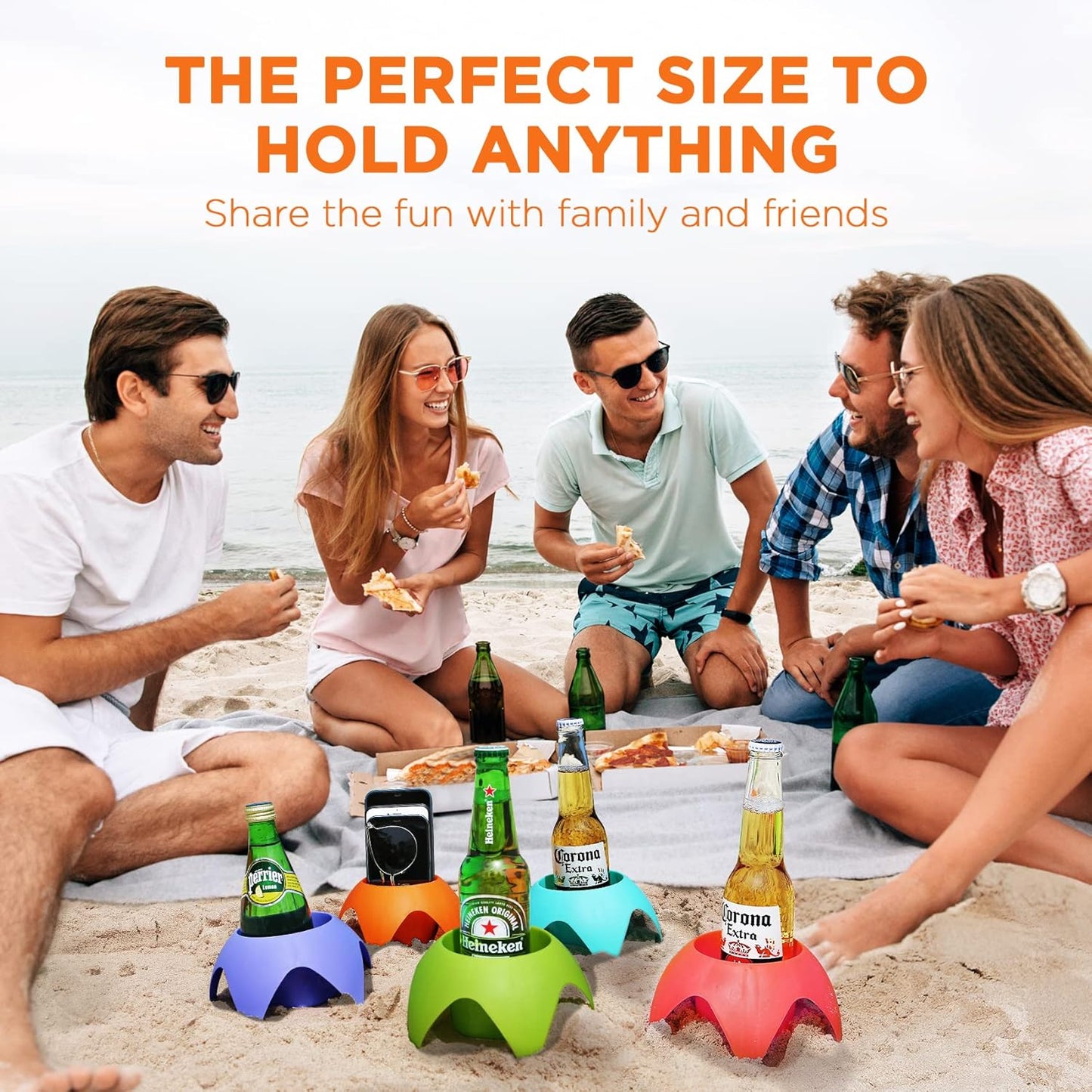 Beach Vacation Essentials - Sand Coasters Drink Cup Holders, Must-Haves for Women, Adults, Family, and Friends