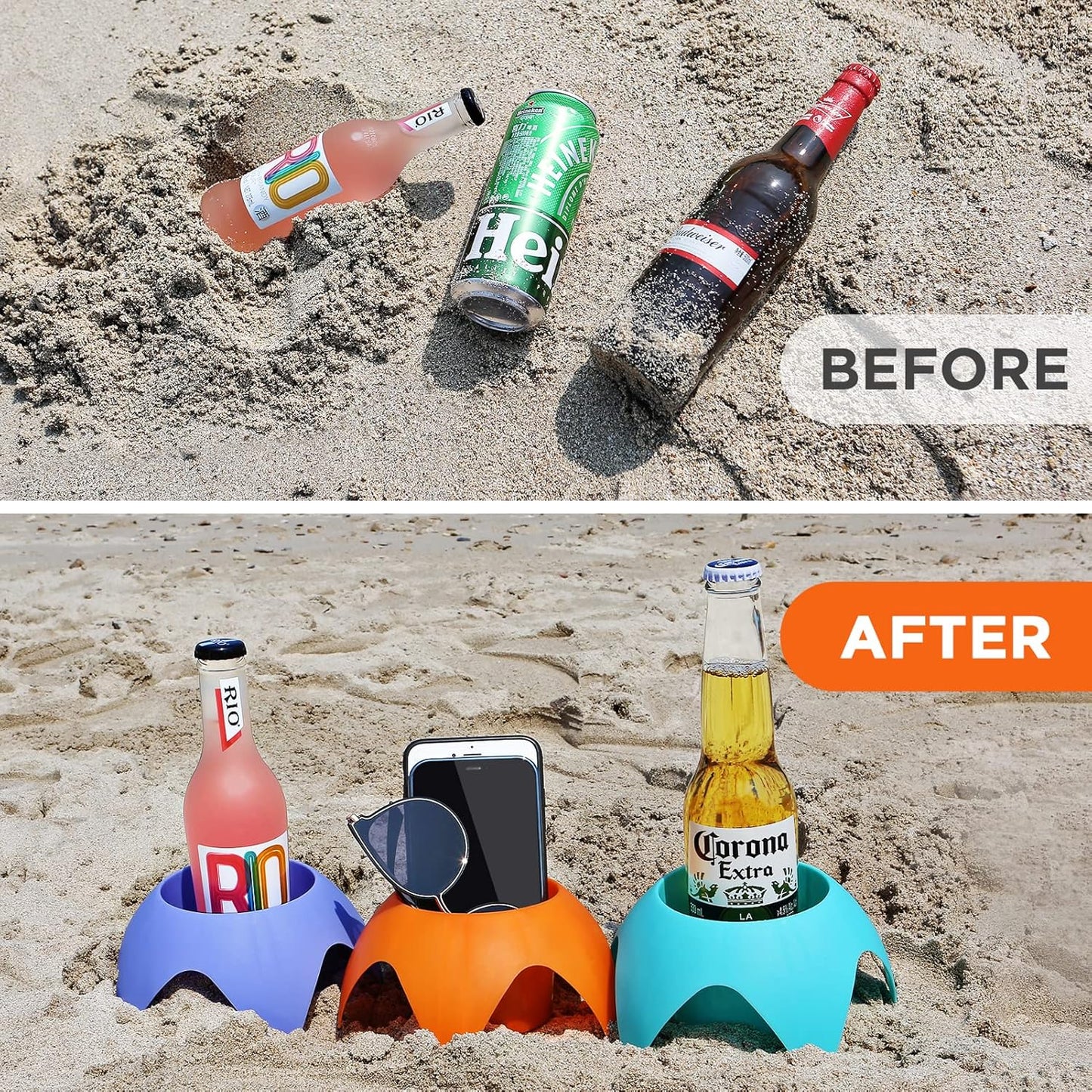 Beach Vacation Essentials - Sand Coasters Drink Cup Holders, Must-Haves for Women, Adults, Family, and Friends