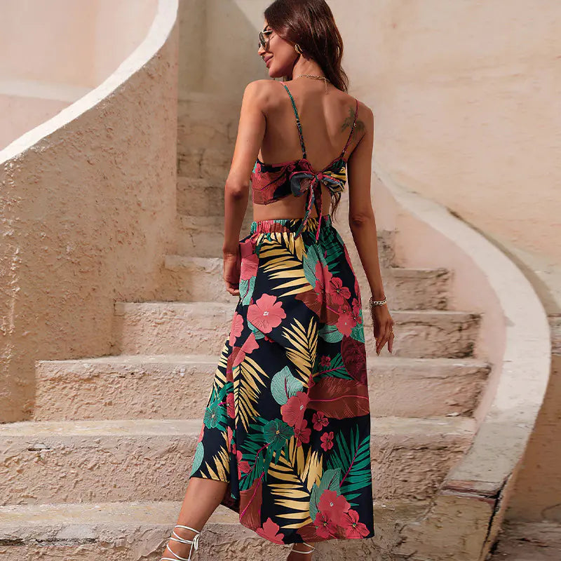 2023 Fashion Printed Beach Dress with High Slit