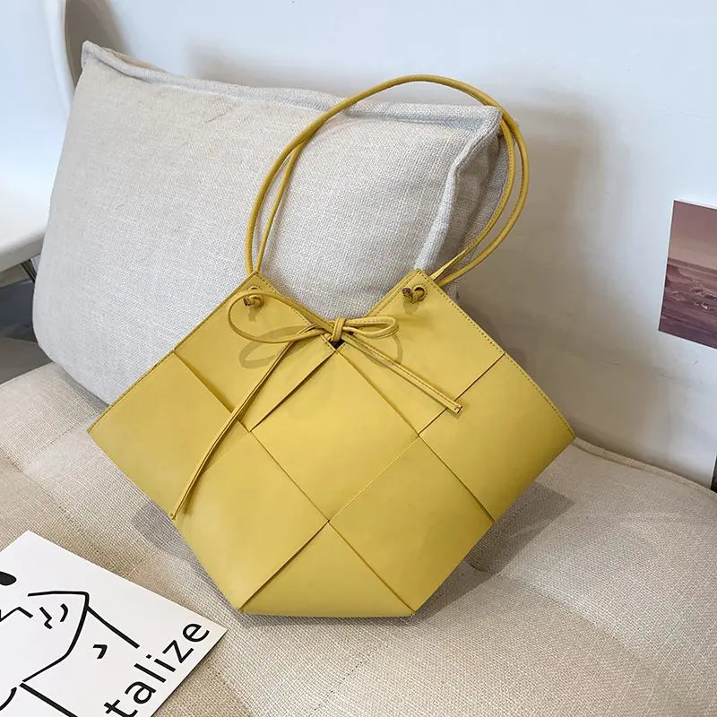 Trendy Luxury Genuine Woven Soft Leather Handbag