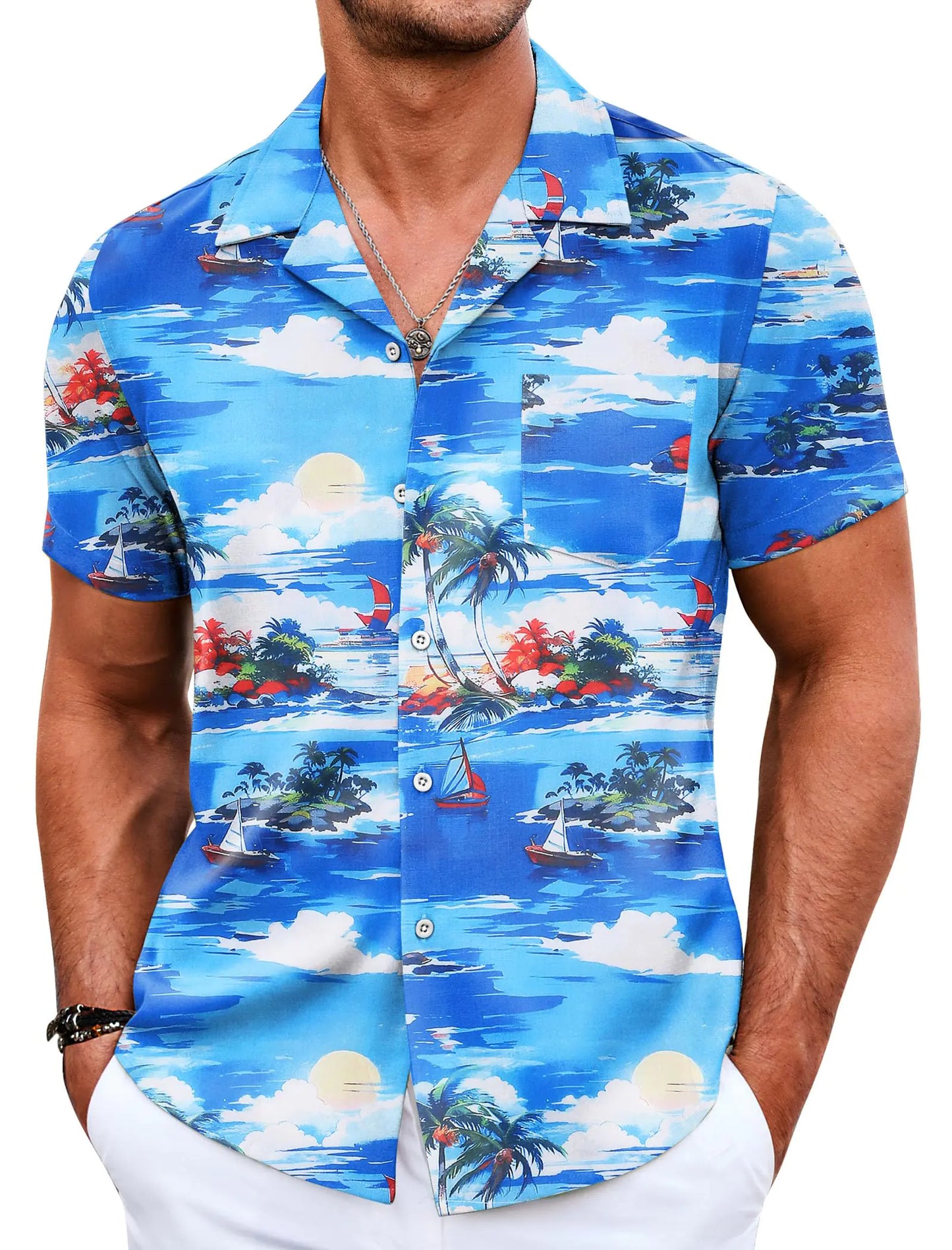 COOFANDY Mens Hawaiian Shirt Short Sleeve Tropical Shirts Floral Shirts for Men Summer Beach