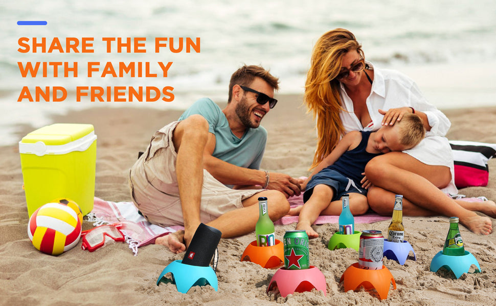 Beach Vacation Essentials - Sand Coasters Drink Cup Holders, Must-Haves for Women, Adults, Family, and Friends