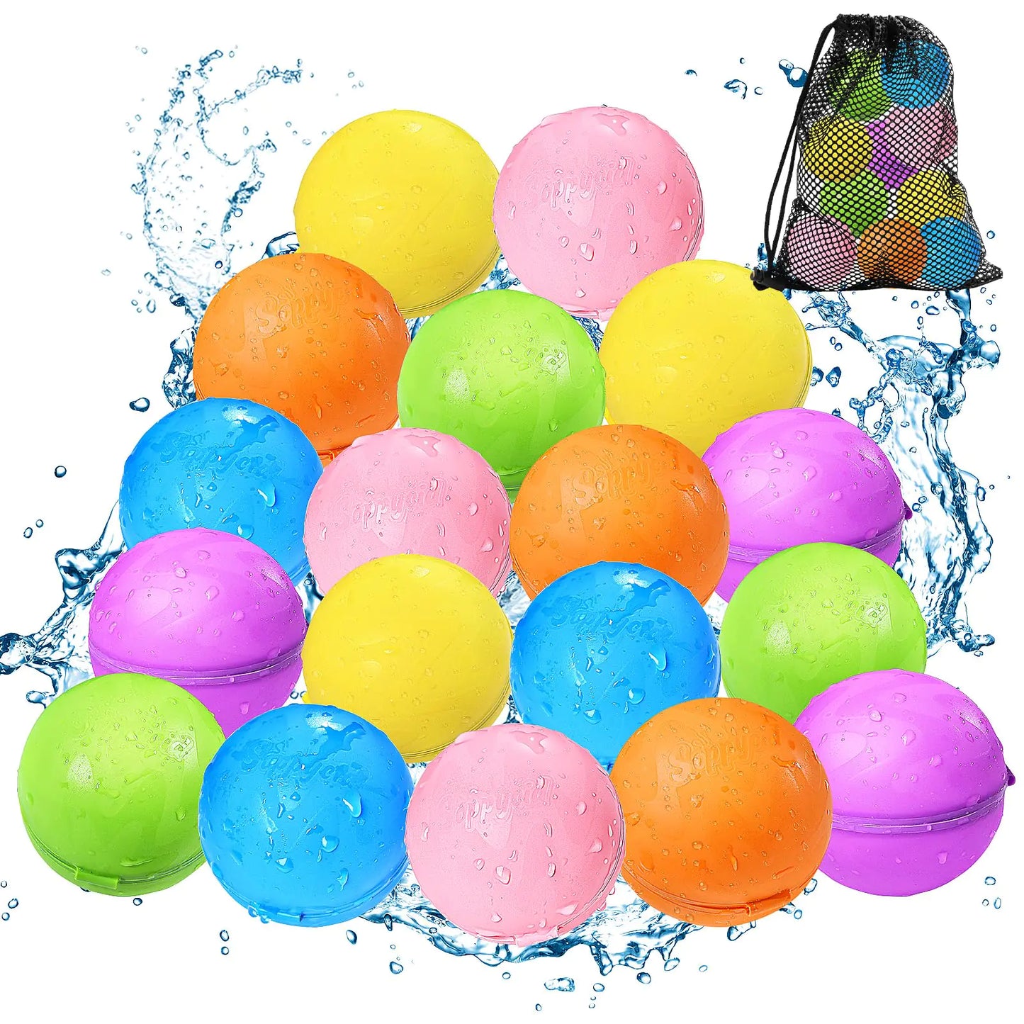 SOPPYCID Reusable Water balloons Summer Toy Water Toy for Boys and Girls Pool Beach Toys for Kids ages 3-12 Outdoor Activities Water Toys Self Sealing Water Splash Ball for Fun (18PACK)