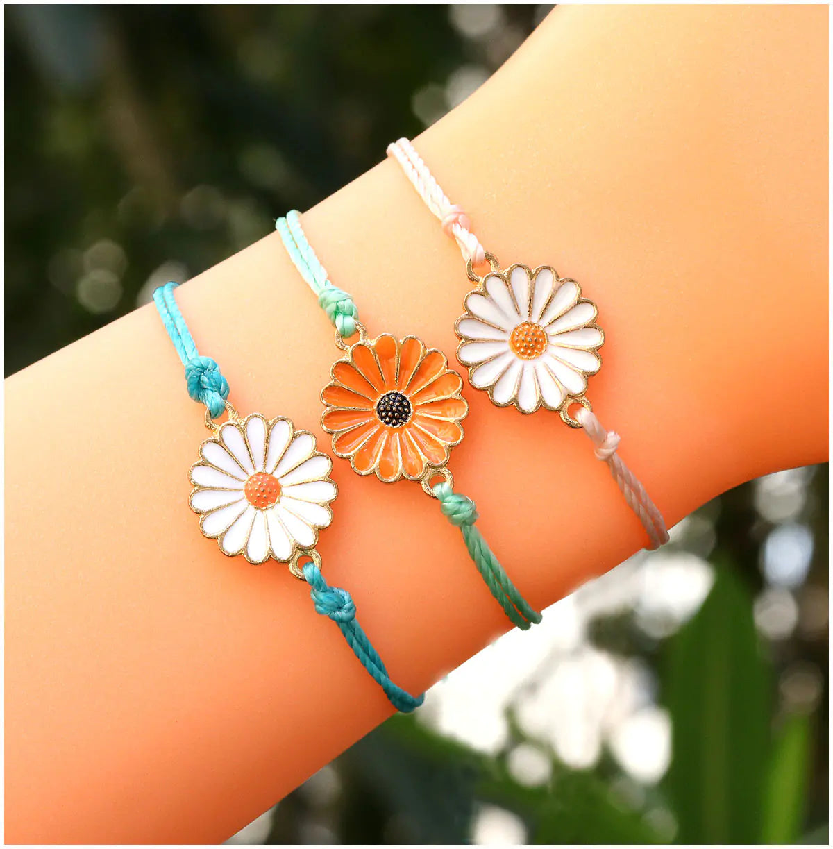 Waterproof Daisy Bracelet - Handmade Sunflower Beach Jewelry