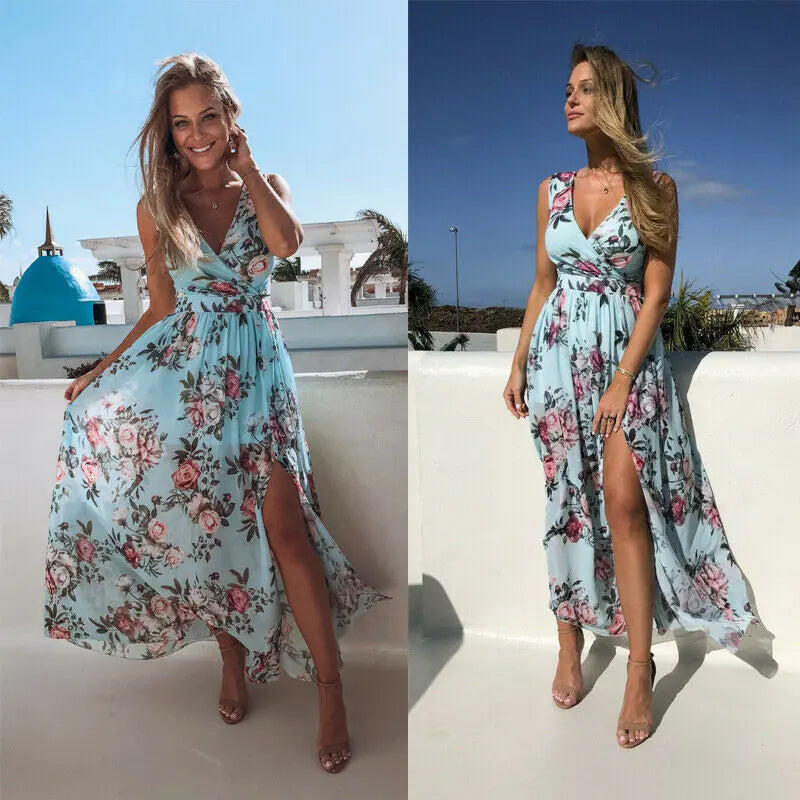 Chiffon Sleeveless Beach Split Dress for Women