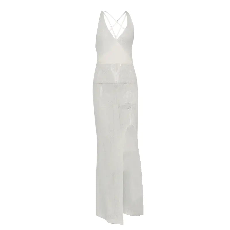 2020 Fashion V-Neck Backless Beach Maxi Dress