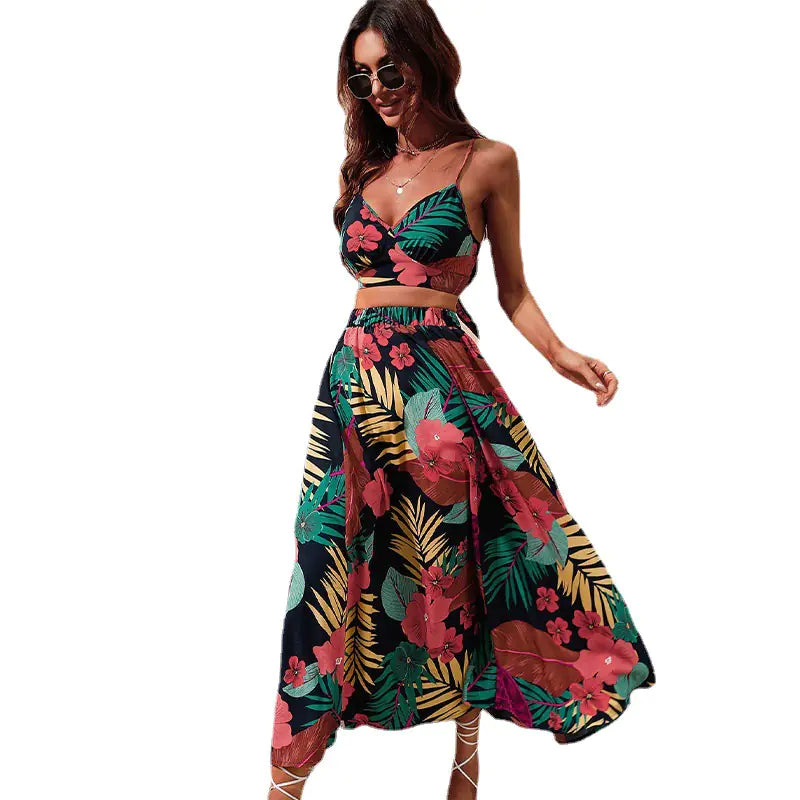 2023 Fashion Printed Beach Dress with High Slit