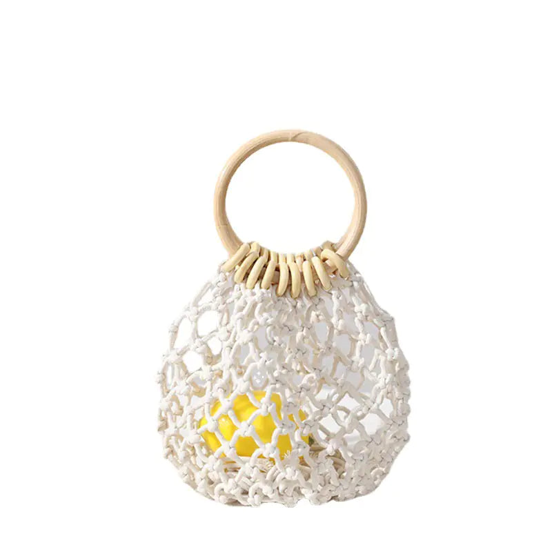 Women's Fashion Cotton Thread Woven Beach Handbag