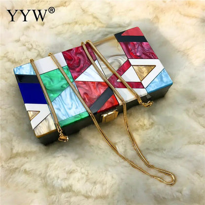 Luxury Acrylic Geometric Women’s Messenger Handbag
