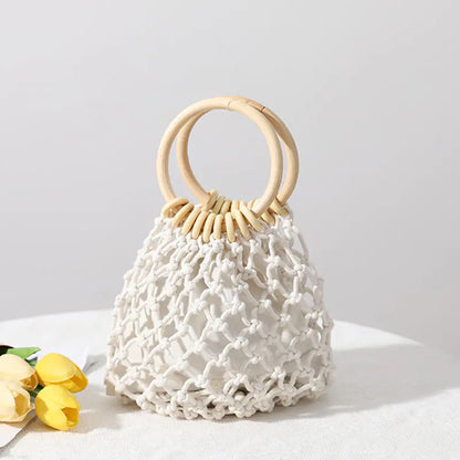 Women's Fashion Cotton Thread Woven Beach Handbag