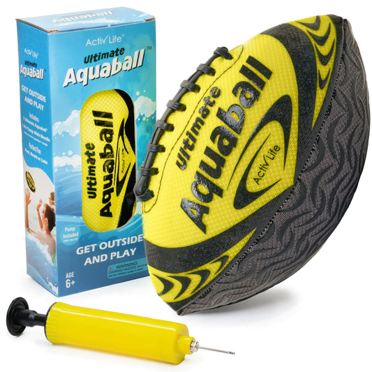 Activ Life Water Football for Pool Beach Outdoor 9.5-inch Waterproof Pool Toys for Kids Heavy-Duty Water Ball Double Lacing for Easy Grip Lake Toys for Sports & Family Games - Yellow