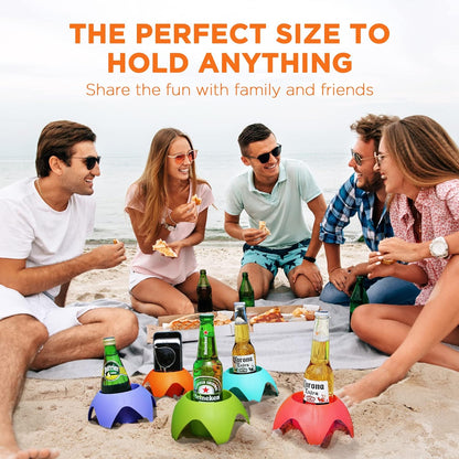 Beach Vacation Essentials - Sand Coasters Drink Cup Holders, Must-Haves for Women, Adults, Family, and Friends