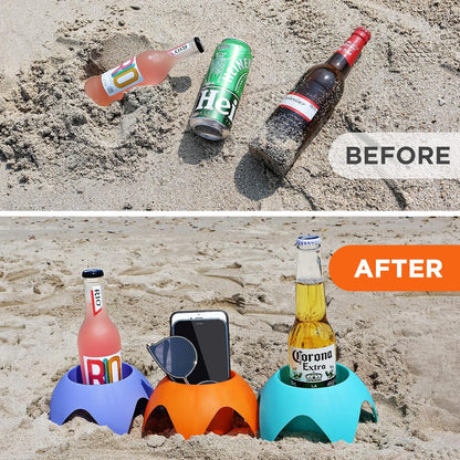 Beach Vacation Essentials - Sand Coasters Drink Cup Holders, Must-Haves for Women, Adults, Family, and Friends