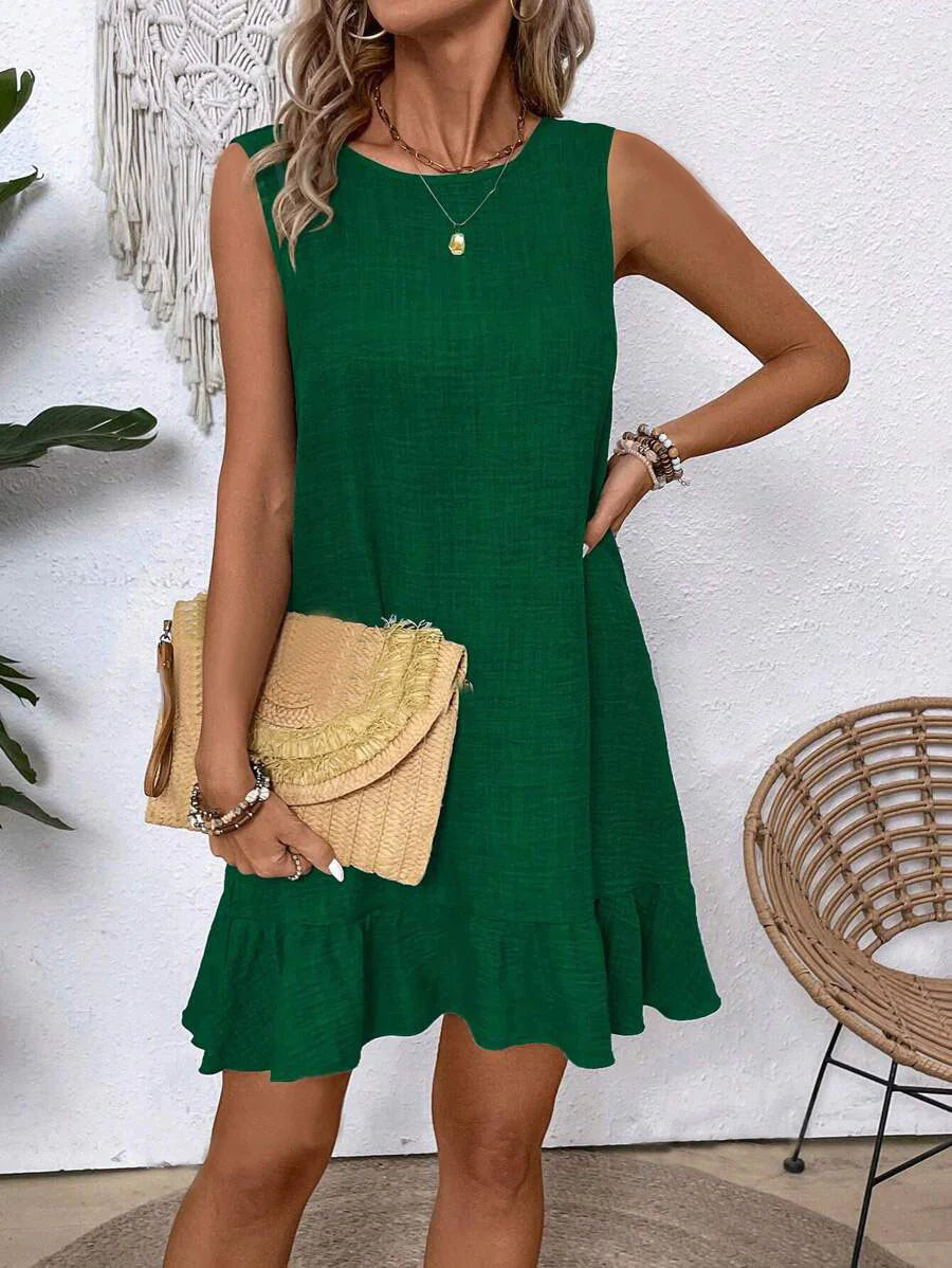 Summer Ruffle Sleeveless Beach Dress for Women