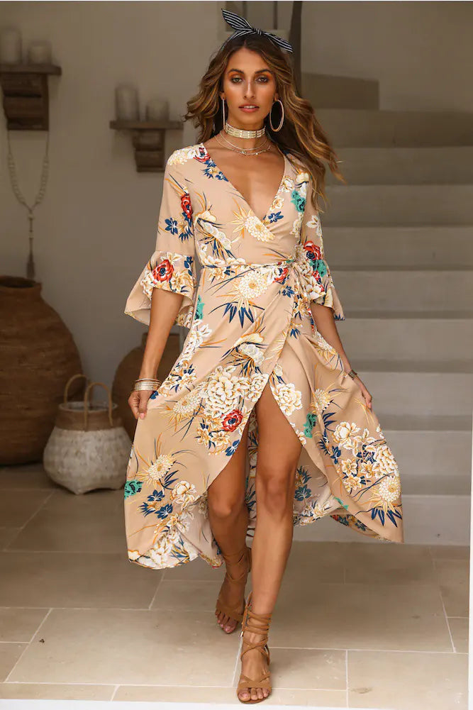 New Floral Maxi Dress for Beach Vacation (Women)