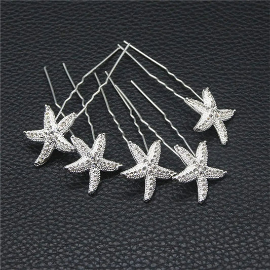 ANBALA 18 Pack Bride Crystal Rhinestone Starfish Hair Pins Headwear Headdress Decorated Jewelry for Beach Party Wedding Beach Hairpin Hair Accessories for Women Girls Comes with a Gift Bag