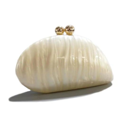 Acrylic Shell Shaped Bag Luxury Marble Clutch Evening Purses for Women Glitter Handbag for Wedding Cocktail Party Prom
