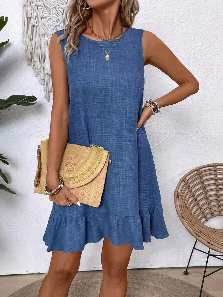 Summer Ruffle Sleeveless Beach Dress for Women