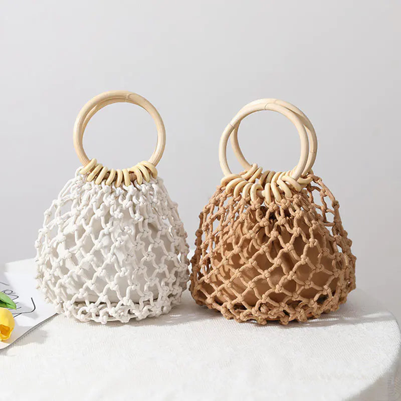 Women's Fashion Cotton Thread Woven Beach Handbag