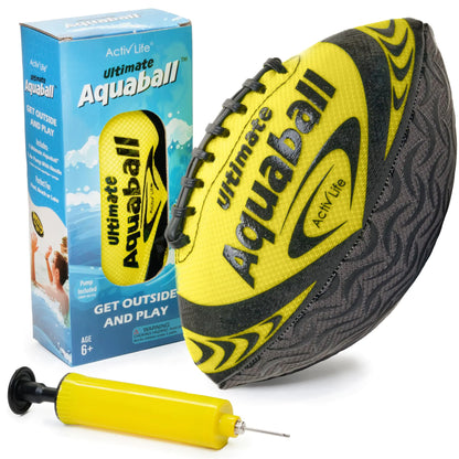 Activ Life Water Football for Pool Beach Outdoor 9.5-inch Waterproof Pool Toys for Kids Heavy-Duty Water Ball Double Lacing for Easy Grip Lake Toys for Sports & Family Games - Yellow