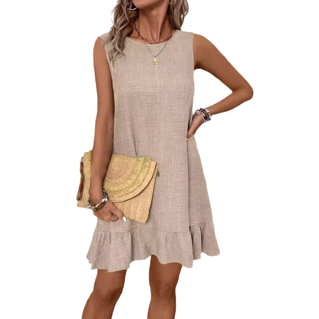 Summer Ruffle Sleeveless Beach Dress for Women