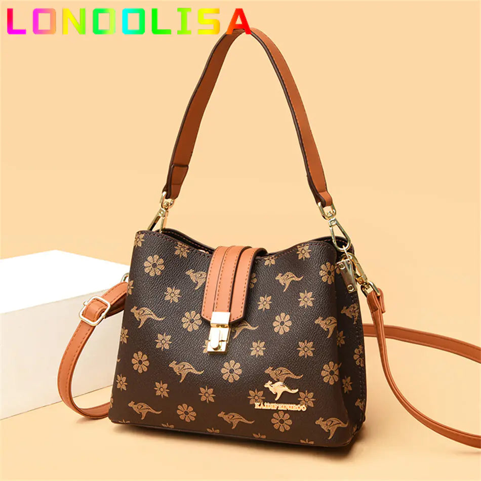 Luxury Cowhide Leather Handbag - Large Capacity Tote