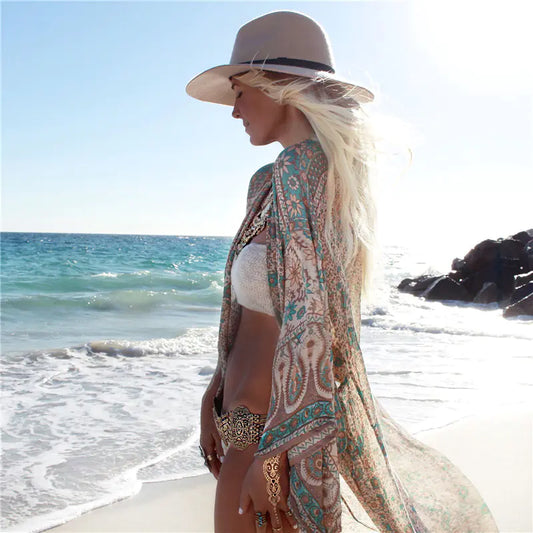 Plus Size Chiffon Beach Cover-Up Dress for Women