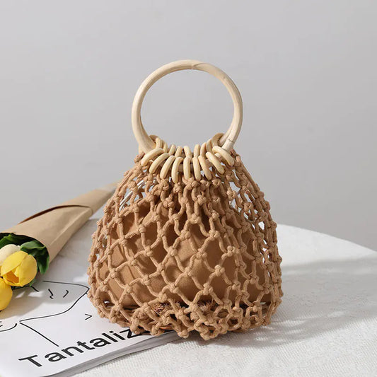 Women's Fashion Cotton Thread Woven Beach Handbag