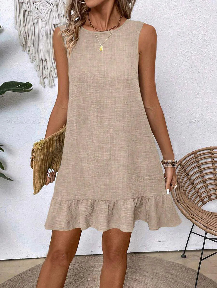 Summer Ruffle Sleeveless Beach Dress for Women