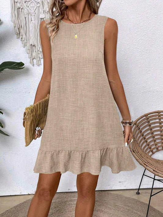 Summer Ruffle Sleeveless Beach Dress for Women