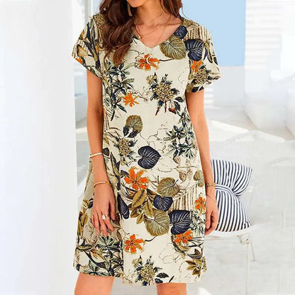 Retro Cotton Linen Beach Dress for Women