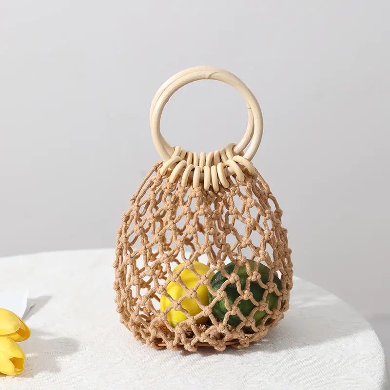 Women's Fashion Cotton Thread Woven Beach Handbag