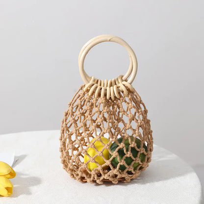 Women's Fashion Cotton Thread Woven Beach Handbag