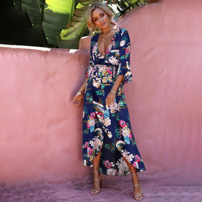 New Floral Maxi Dress for Beach Vacation (Women)