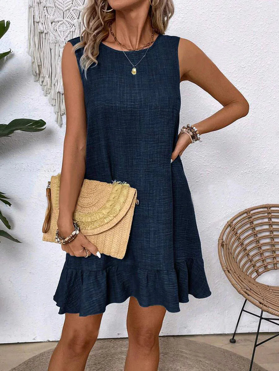 Summer Ruffle Sleeveless Beach Dress for Women